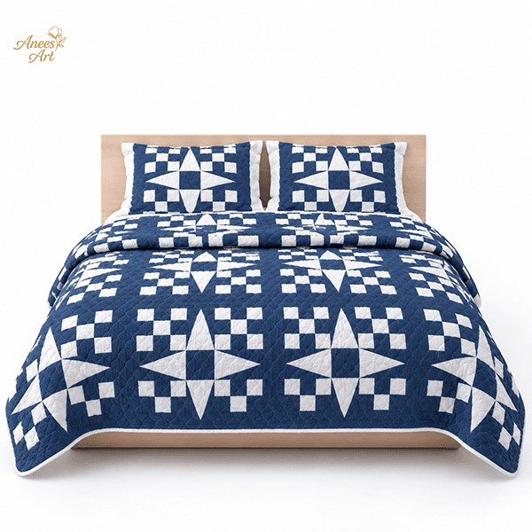 RD#001 - Navy / white comforter with pillows