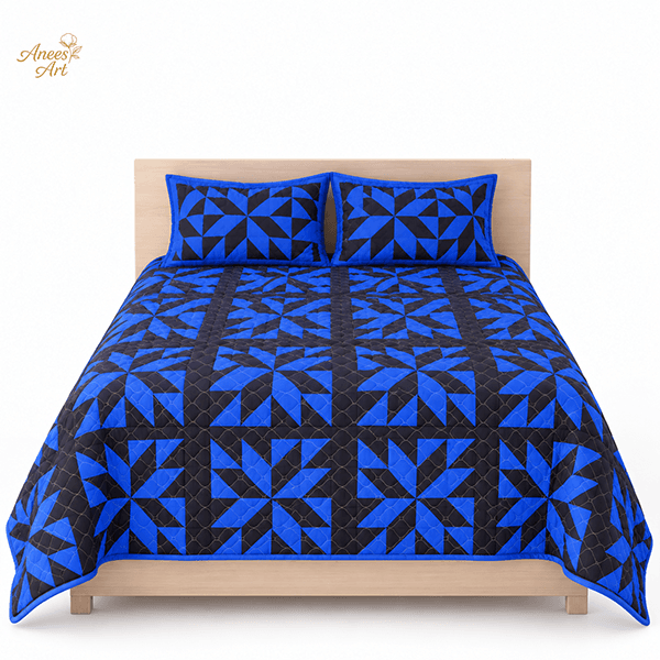 RD#006 - Royal blue / black comforter with pillows