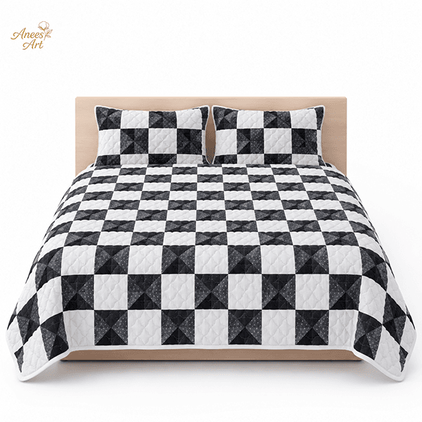 RD#013 - Black / white comforter with pillows