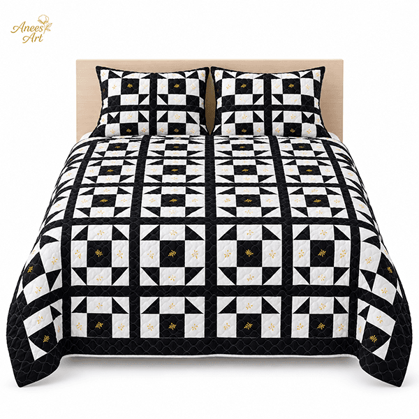 RD#016 - Black / white comforter with pillows